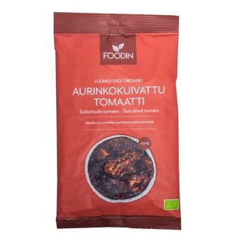 Foodin Aurinkokuivattu Tomaatti Luomu 200G kalorit ja ravintosisältö