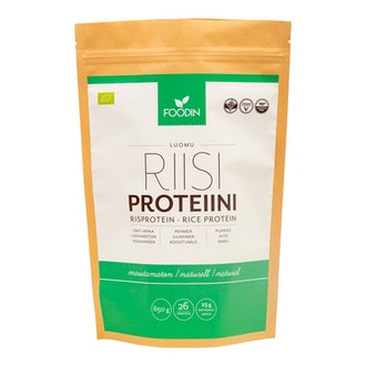 Foodin Luomu riisiproteiini 650g maustamaton kalorit ja ravintosisältö