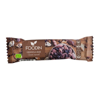 Foodin granola bar 40g kaakao luomu kalorit ja ravintosisältö