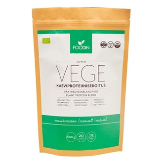 Foodin Luomu Supervege Kasvisproteiinisekoitus 600g Maustamaton kalorit ja ravintosisältö