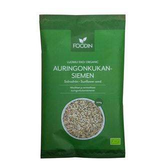Foodin auringonkukansiemen raaka 200g luomu kalorit ja ravintosisältö - 570 kcal