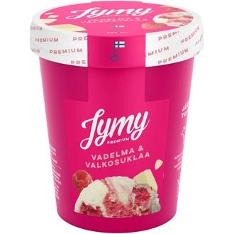 Jymy Vadelma & Valkosuklaajäätelö 500ml kalorit ja ravintosisältö
