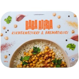 Baba Ateria, Täyteläinen kikhernecurry & basmatiriisi, 330g kalorit ja ravintosisältö