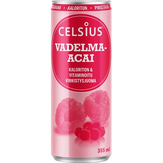 Celsius 355ml vadelma-acai kalorit ja ravintosisältö