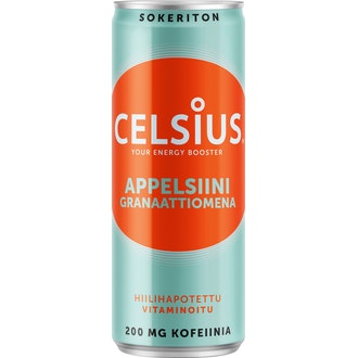 Celsius appels-granaattiomena 0,355l kalorit ja ravintosisältö