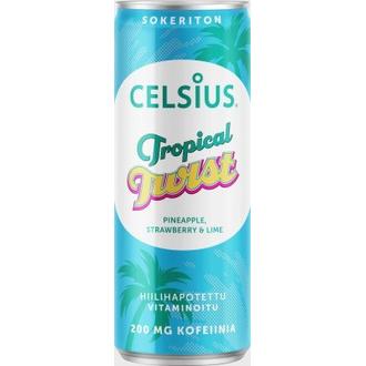 Celsius Tropical Twist 0,355l kalorit ja ravintosisältö