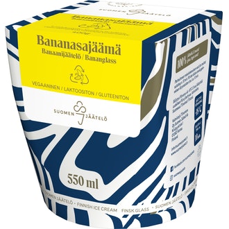 Suomen jäätelö Bananasajäämä 550ml kalorit ja ravintosisältö