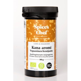 Spices Chef luomu Kana-aromi vegaaninen liemijauhe 90g BPA-vapaassa biomuovi maustepurkissa. kalorit ja ravintosisältö - 215 kcal