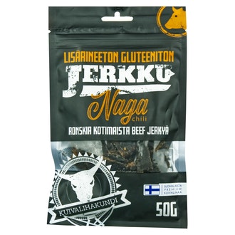 Kuivalihakundi Beef Jerky Hot Naga 50g kalorit ja ravintosisältö