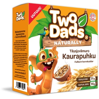 TwoDads täysjyvä kaurapuhku 375g kalorit ja ravintosisältö - 386 kcal