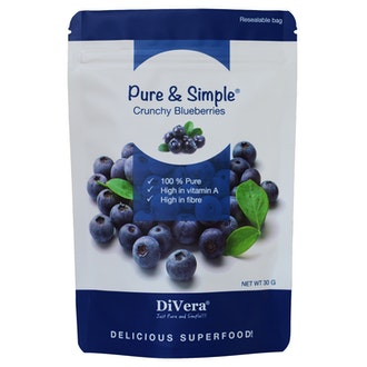 DiVera Crunchy Blueberries 30g kalorit ja ravintosisältö