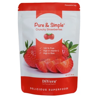 DiVera Crunchy Strawberries 30g kalorit ja ravintosisältö