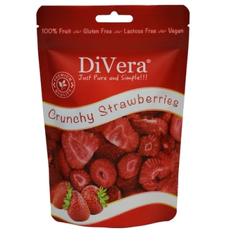 DiVera Just Pure and Simple!!! Pakastekuivattuja, viipaloituja mansikoita 20g kalorit ja ravintosisältö