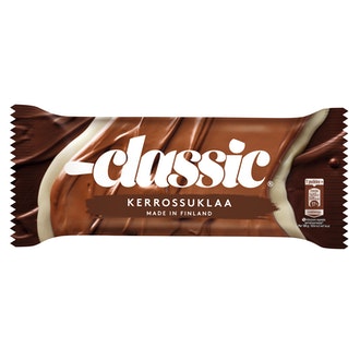 Classic 77g/1,0dl Kerrossuklaa jäätelöpuikko kalorit ja ravintosisältö
