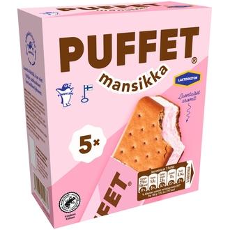 Puffet Mansikka laktoositon välipalajäätelö monipakkaus 5x62g/1,1dl