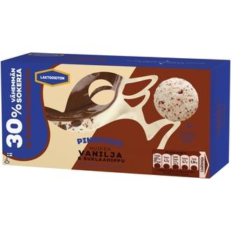 Pingviini Vanilja & Suklaahippu Vähemmän sokeria Laktoositon kermajäätelö kotipakkaus  500g/1L kalorit ja ravintosisältö