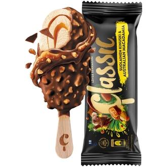 Classic Suolainen Kinuski & Australian Macadamia kermajäätelöpuikko 68g/90ml kalorit ja ravintosisältö - 361 kcal