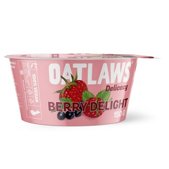 Oatlaws Delicacy Berry Delight kaurapohjainen vanukas 150g kalorit ja ravintosisältö