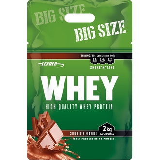 Leader Whey Protein+ suklaanmakuinen proteiinijauhe 2 kg kalorit ja ravintosisältö