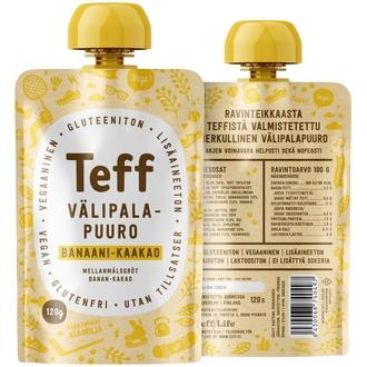 Teff Life banaani-kaakao välipalapuuro kalorit ja ravintosisältö