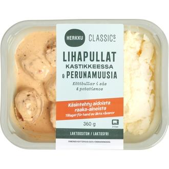 Herkku Classics Lihapullat kastikkeessa & perunamuusia 360g kalorit ja ravintosisältö