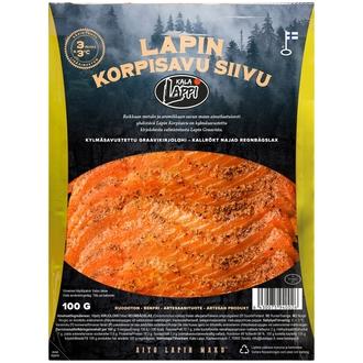 Kala-Lappi Lapin Korpisavu kylmäsavustettu kirjolohisiivu 100 g kalorit ja ravintosisältö