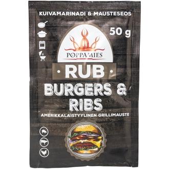 Poppamies Rub Burgers & Ribs mausteseos 50g kalorit ja ravintosisältö