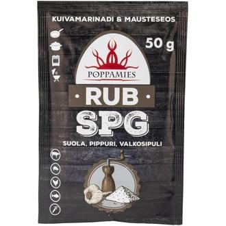 Poppamies Rub SPG salt-pepper-garlic mausteseos 50g kalorit ja ravintosisältö