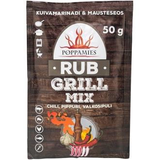 Poppamies Rub Grill Mix chili-pepper-garlic mausteseos 50g kalorit ja ravintosisältö - 250 kcal