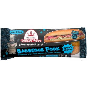 Poppamies barbeque pork lämmitettävä possuleipä 250g kalorit ja ravintosisältö - 244 kcal