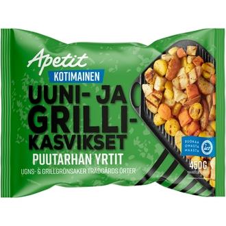 Apetit Kotimainen Uuni- & grillikasvikset Puutarhan yrtit pakaste 450g kalorit ja ravintosisältö - 101 kcal