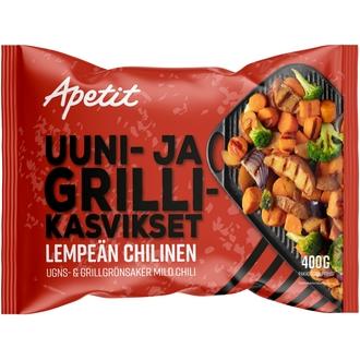 Apetit Uuni-& grillikasvikset Lempeän chilinen pakaste 400g kalorit ja ravintosisältö
