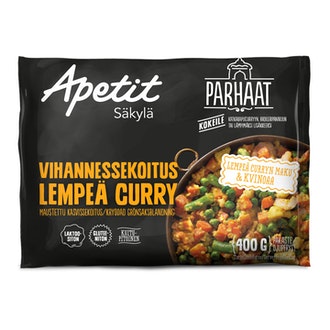 Apetit parhaat maustettu kasvissekoitus 400g lempeä curry kalorit ja ravintosisältö - 90 kcal