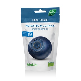 Biokia Luomu Kuivattu Mustikka 50G kalorit ja ravintosisältö
