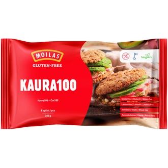 Moilas Gluten-Free Kaura100 palaleipä, halkaistu, 4kpl/340g, kypsä pakaste kalorit ja ravintosisältö