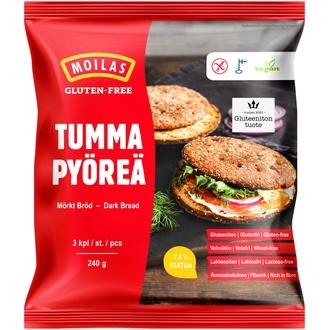 Moilas Gluten-Free Tumma Pyöreä 3 kpl 240 g, gluteeniton, kypsä pakaste kalorit ja ravintosisältö