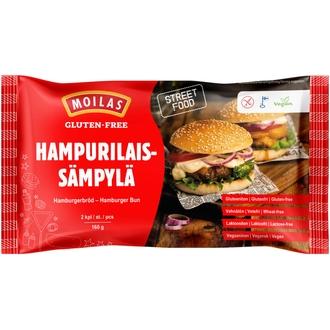 Moilas Gluten-Free 2kpl/160g gluteeniton Hampurilaissämpylä pakaste kalorit ja ravintosisältö