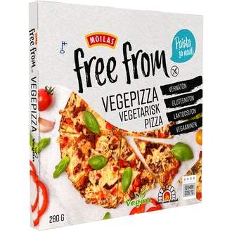 Moilas free from vegepizza 280g pakaste kalorit ja ravintosisältö