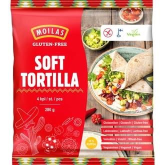 Moilas Gluten-Free Tortilla 4kpl/280g kypsä pakaste kalorit ja ravintosisältö