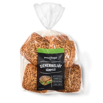 Porin leipä Siemen-neliö sämpylä 5/350g kalorit ja ravintosisältö