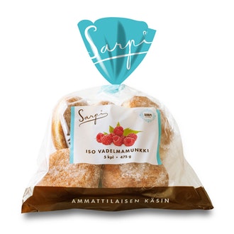 Sarpi Iso Vadelmamunkki 5kpl/475g kalorit ja ravintosisältö - 380 kcal