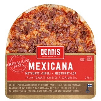 Dennis mexicanapizza 370g kalorit ja ravintosisältö