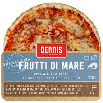 Dennis Frutti di Mare pizza 370g kalorit ja ravintosisältö