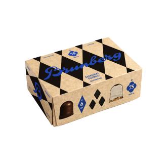 Brunberg Salmiakkisuukko kuorrutettuja vaahtomakeisia 150g/6kpl kalorit ja ravintosisältö - 390 kcal