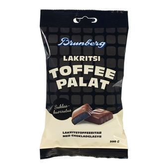 Brunberg Suklaakuorrutettuja lakritsitoffeepaloja 200g kalorit ja ravintosisältö