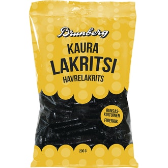 Brunberg Kauralakritsi pussi 200g kalorit ja ravintosisältö - 331 kcal