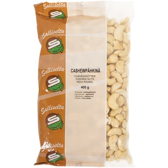 Sallinen Cashewpähkinä 400g kalorit ja ravintosisältö