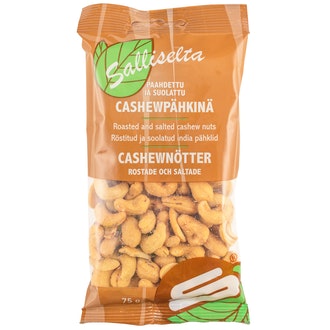 Sallinen Cashewpähkinä paahdettu ja suolattu 75g kalorit ja ravintosisältö - 622 kcal