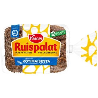 Vaasan Ruispalat 330 g 6 kpl revitty täysjyväruisleipä kalorit ja ravintosisältö