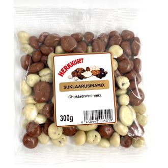 Herkkuset suklaarusinamix 300g kalorit ja ravintosisältö - 415 kcal